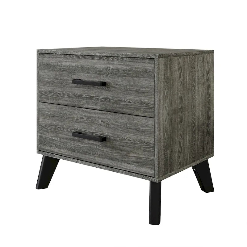 Table de chevet en bois à 2 tiroirs de style classique CraftPorch