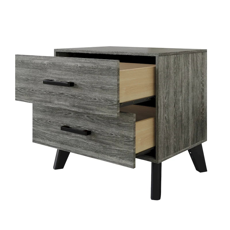 Table de chevet en bois à 2 tiroirs de style classique CraftPorch