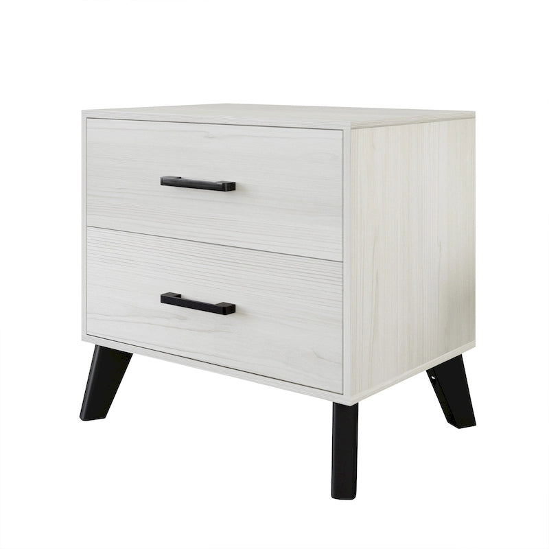 Table de chevet en bois à 2 tiroirs de style classique CraftPorch