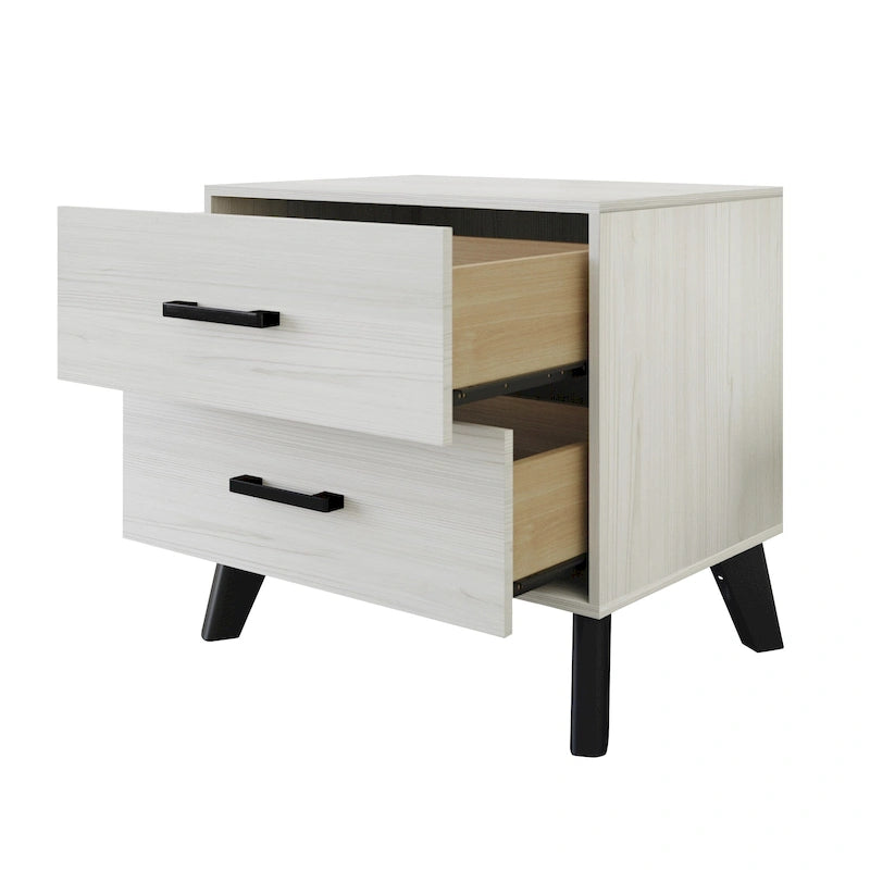 Table de chevet en bois à 2 tiroirs de style classique CraftPorch