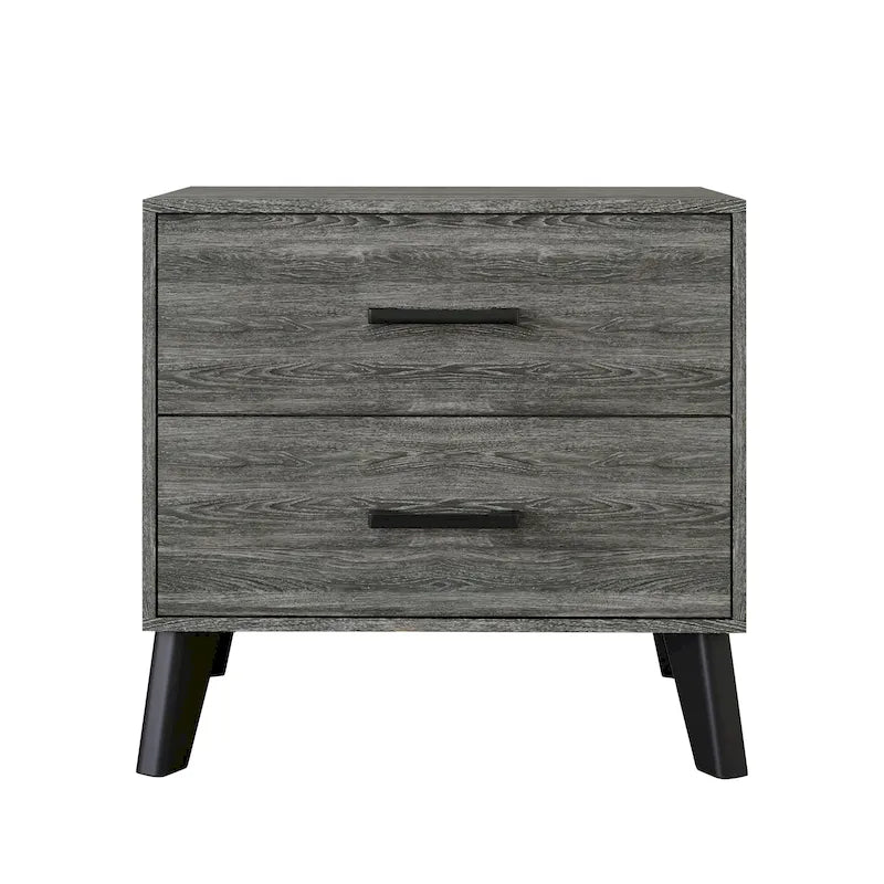 Table de chevet en bois à 2 tiroirs de style classique CraftPorch