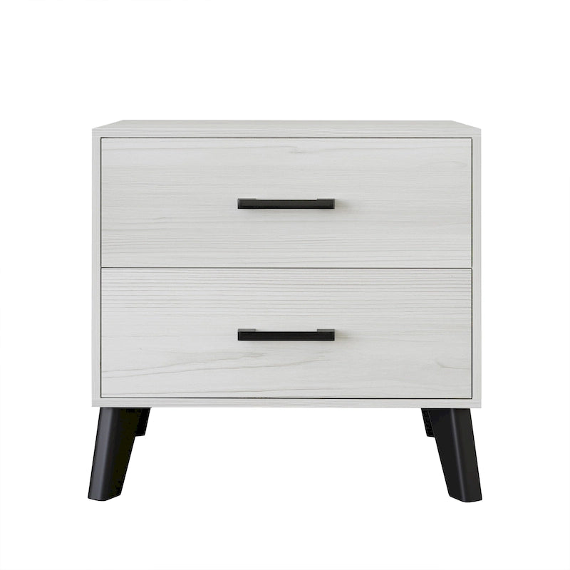 Table de chevet en bois à 2 tiroirs de style classique CraftPorch