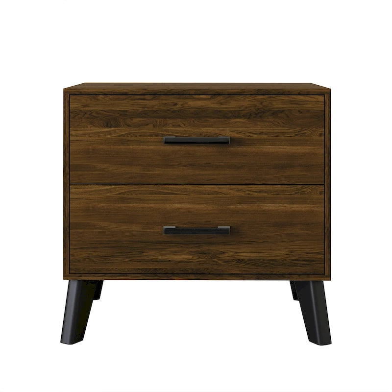Table de chevet en bois à 2 tiroirs de style classique CraftPorch