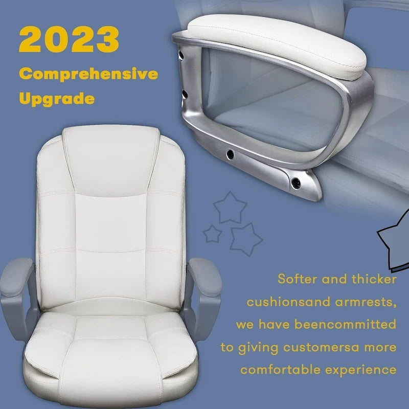 Fauteuil de bureau Bossin pour grandes tailles, dossier haut, fauteuil de direction ergonomique réglable en cuir, capacité 181 kg (400 lbs)