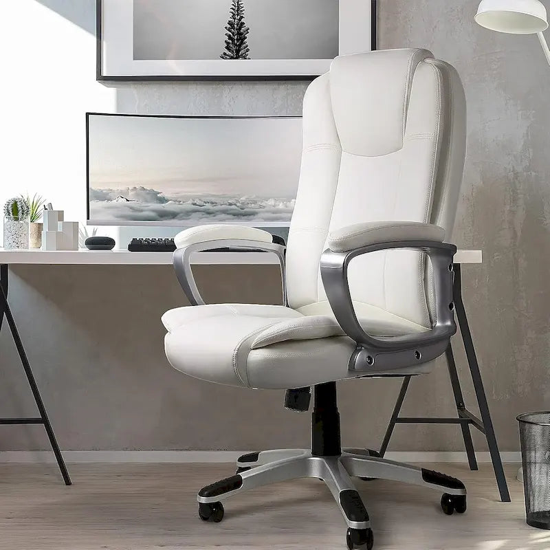 Fauteuil de bureau Bossin pour grandes tailles, dossier haut, fauteuil de direction ergonomique réglable en cuir, capacité 181 kg (400 lbs)