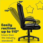 Fauteuil de bureau Bossin pour grandes tailles, dossier haut, fauteuil de direction ergonomique réglable en cuir, capacité 181 kg (400 lbs)