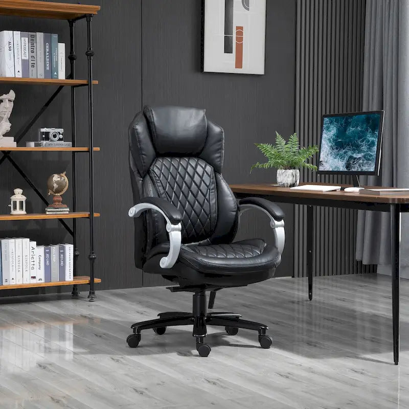 Fauteuil de bureau Vinsetto robuste, capacité de 159 kg, revêtement en maille et similicuir, ergonomique à bascule, hauteur réglable et roulettes