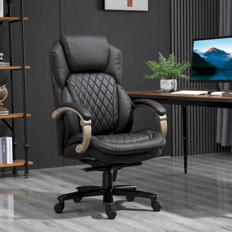 Fauteuil de bureau Vinsetto robuste, capacité de 159 kg, revêtement en maille et similicuir, ergonomique à bascule, hauteur réglable et roulettes