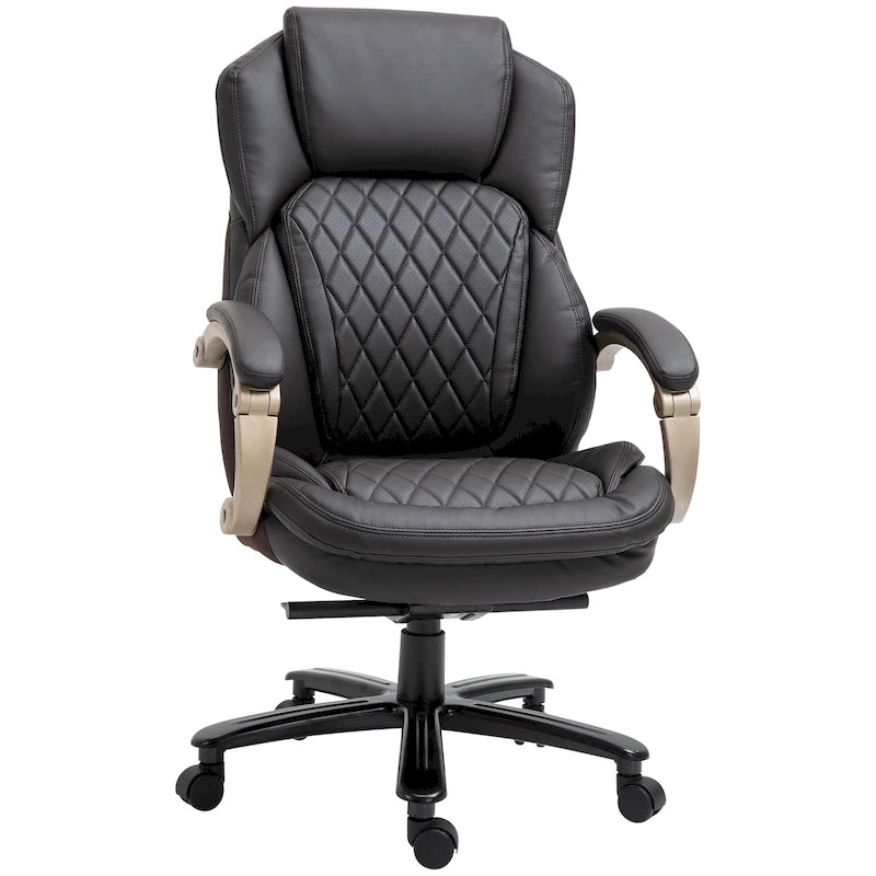 Fauteuil de bureau Vinsetto robuste, capacité de 159 kg, revêtement en maille et similicuir, ergonomique à bascule, hauteur réglable et roulettes