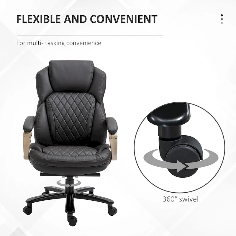 Fauteuil de bureau Vinsetto robuste, capacité de 159 kg, revêtement en maille et similicuir, ergonomique à bascule, hauteur réglable et roulettes
