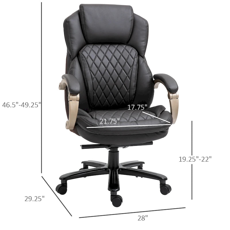 Fauteuil de bureau Vinsetto robuste, capacité de 159 kg, revêtement en maille et similicuir, ergonomique à bascule, hauteur réglable et roulettes