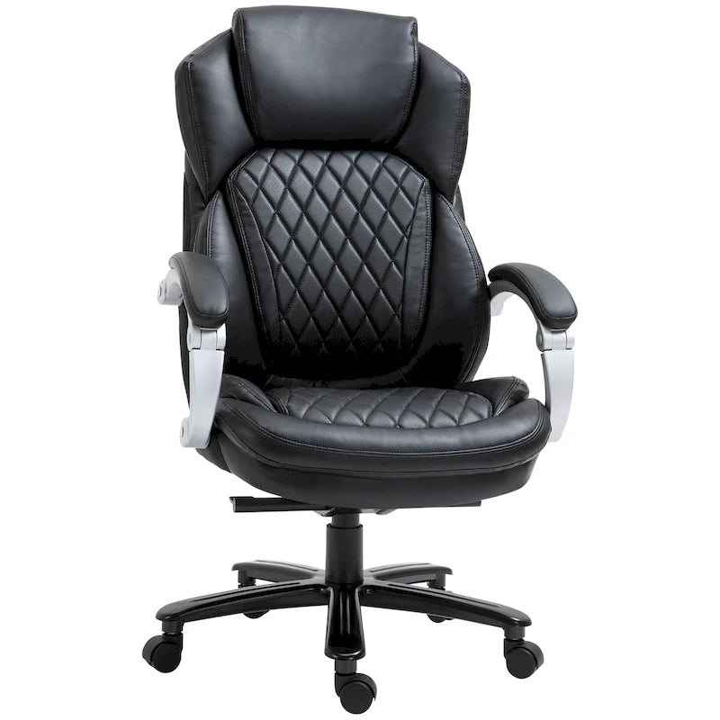 Fauteuil de bureau Vinsetto robuste, capacité de 159 kg, revêtement en maille et similicuir, ergonomique à bascule, hauteur réglable et roulettes