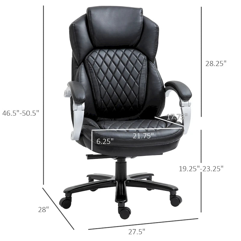 Fauteuil de bureau Vinsetto robuste, capacité de 159 kg, revêtement en maille et similicuir, ergonomique à bascule, hauteur réglable et roulettes