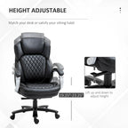 Fauteuil de bureau Vinsetto robuste, capacité de 159 kg, revêtement en maille et similicuir, ergonomique à bascule, hauteur réglable et roulettes