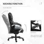 Fauteuil de bureau Vinsetto robuste, capacité de 159 kg, revêtement en maille et similicuir, ergonomique à bascule, hauteur réglable et roulettes