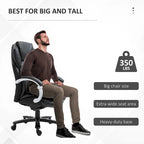 Fauteuil de bureau Vinsetto robuste, capacité de 159 kg, revêtement en maille et similicuir, ergonomique à bascule, hauteur réglable et roulettes