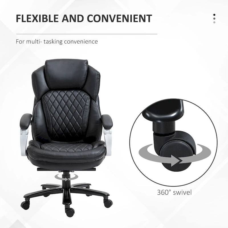 Fauteuil de bureau Vinsetto robuste, capacité de 159 kg, revêtement en maille et similicuir, ergonomique à bascule, hauteur réglable et roulettes