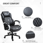 Fauteuil de bureau Vinsetto robuste, capacité de 159 kg, revêtement en maille et similicuir, ergonomique à bascule, hauteur réglable et roulettes