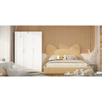 Armoire-penderie avec étagères, tringle à vêtements, portes et rangements.