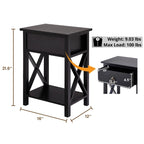 Space-Saving Wooden Side Table with Storage Drawer and Spacious Compartment