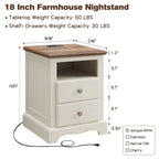 Table de chevet vintage en bois avec station de recharge, table d'appoint, table de chevet