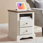 Table de chevet vintage en bois avec station de recharge, table d'appoint, table de chevet