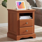 Table de chevet vintage en bois avec station de recharge, table d'appoint, table de chevet