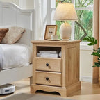 Table de chevet vintage en bois avec station de recharge, table d'appoint, table de chevet