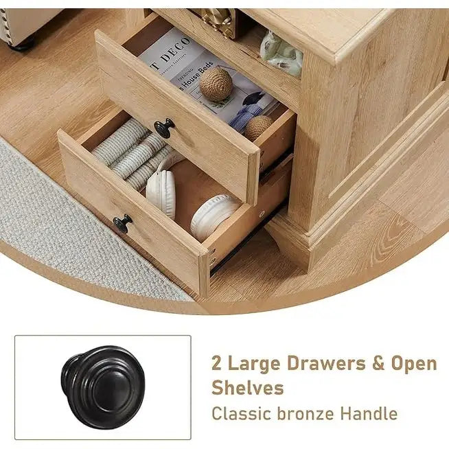 Table de chevet vintage en bois avec station de recharge, table d'appoint, table de chevet
