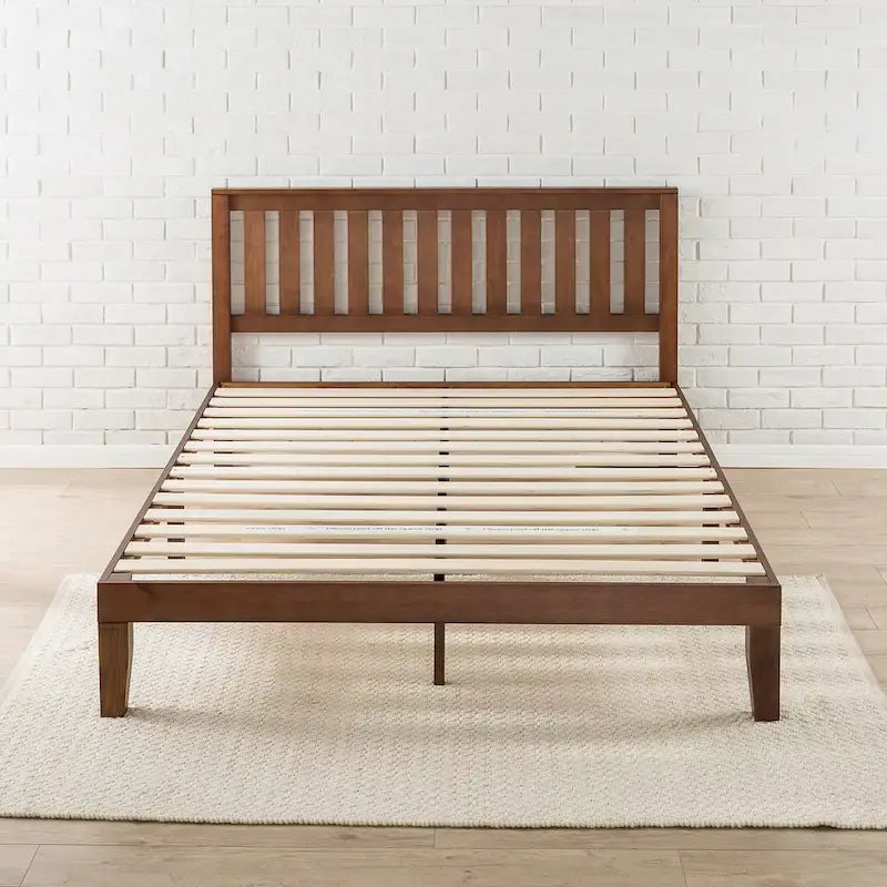 Lit plateforme Priage by Zinus en bois massif couleur expresso antique