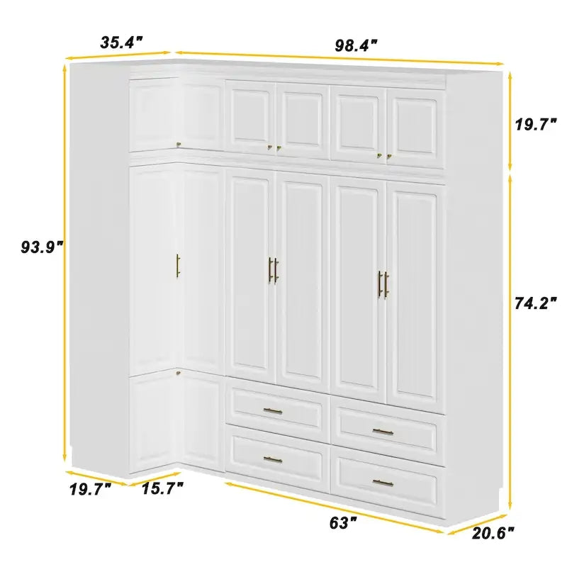 Armoires penderie/penderie/rangement avec tiroirs suspendus (93,9 cm x 74,2 cm)