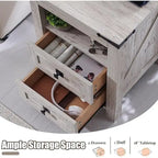 Table de chevet de style campagnard avec station de recharge, table d'appoint, table de chevet