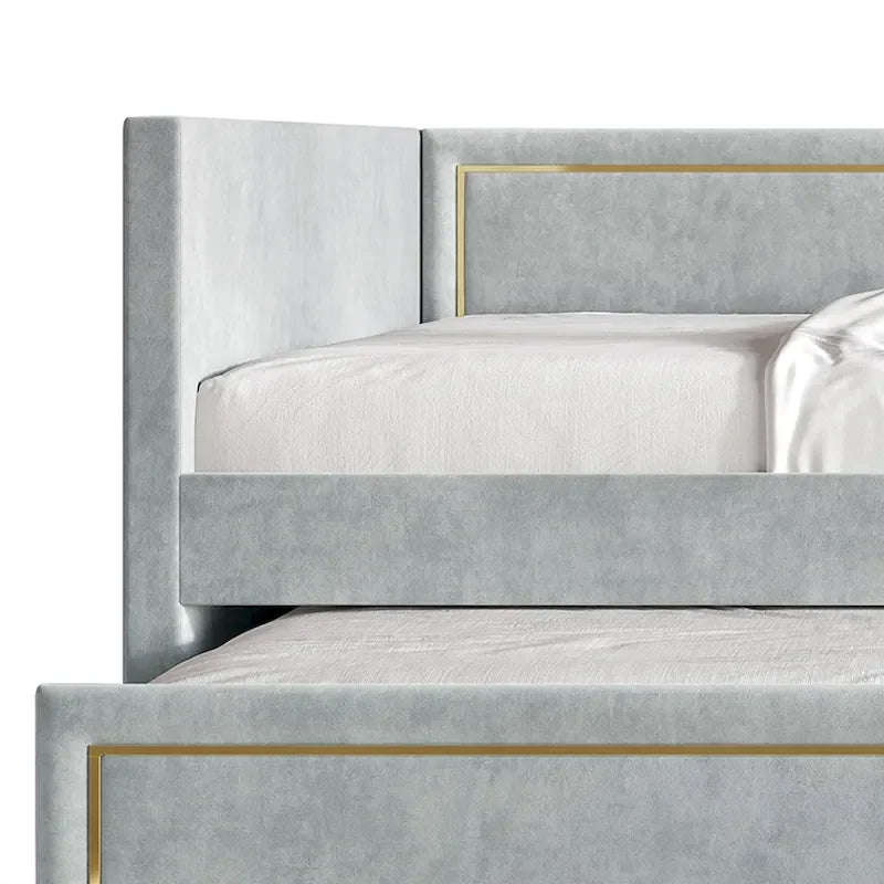 Lit de jour CraftPorch Deluxe en velours, format simple, avec lit gigogne