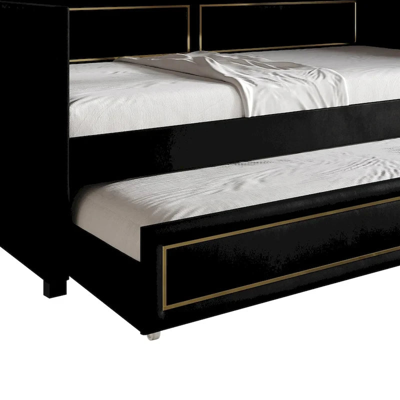 Lit de jour CraftPorch Deluxe en velours, format simple, avec lit gigogne