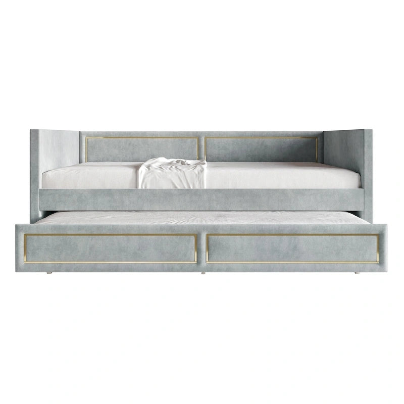 Lit de jour CraftPorch Deluxe en velours, format simple, avec lit gigogne