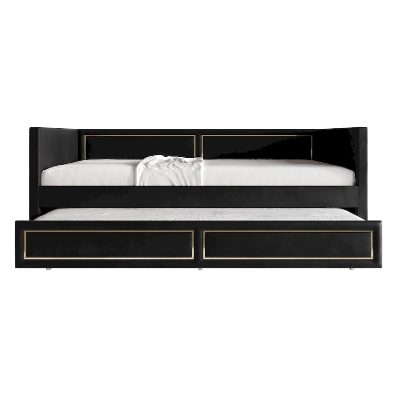 Lit de jour CraftPorch Deluxe en velours, format simple, avec lit gigogne