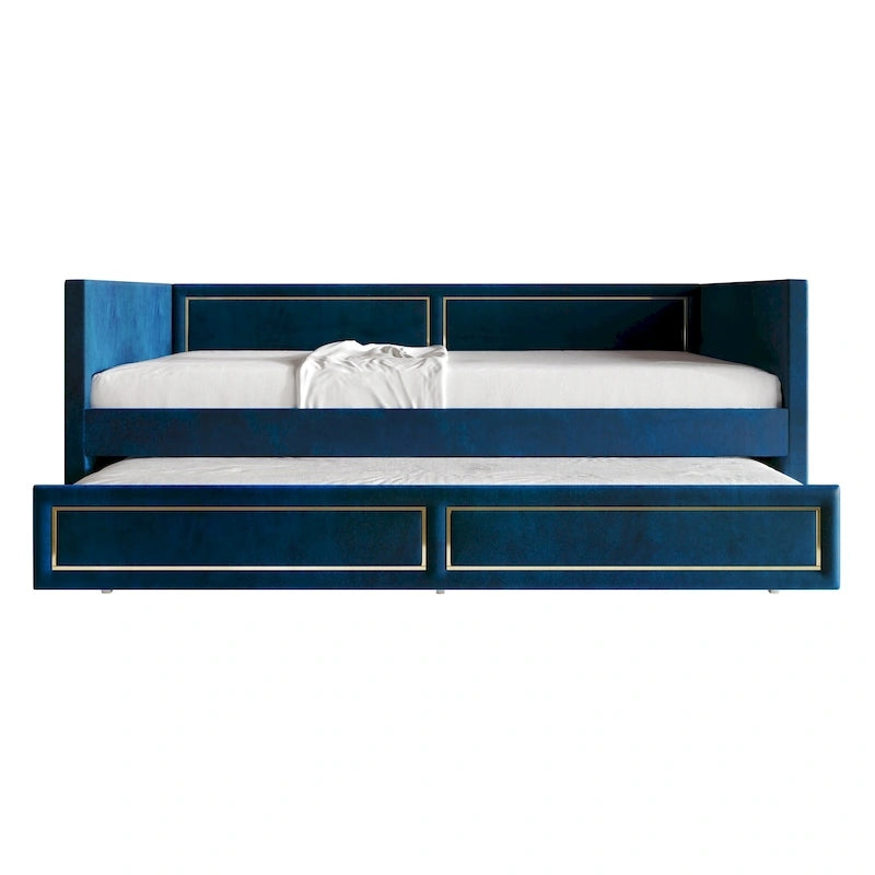 Lit de jour CraftPorch Deluxe en velours, format simple, avec lit gigogne