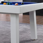 Ensemble table de billard Laguna pour intérieur/extérieur, 2,13 m (7 pi), en ardoise, avec 2 bancs et accessoires, finition blanche.