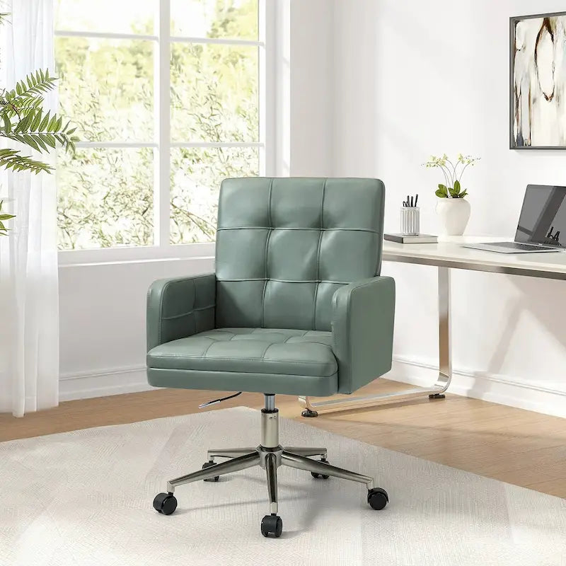Chaise de bureau moderne Lorenz en cuir végan réglable en hauteur avec 5 roulettes par HULALA HOME