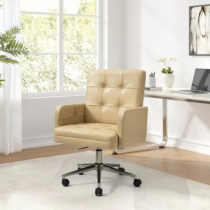 Chaise de bureau moderne Lorenz en cuir végan réglable en hauteur avec 5 roulettes par HULALA HOME