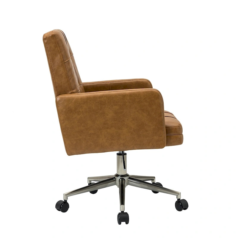 Chaise de bureau moderne Lorenz en cuir végan réglable en hauteur avec 5 roulettes par HULALA HOME