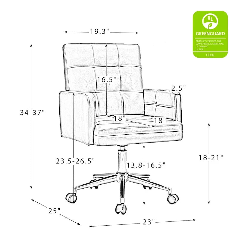 Chaise de bureau moderne Lorenz en cuir végan réglable en hauteur avec 5 roulettes par HULALA HOME