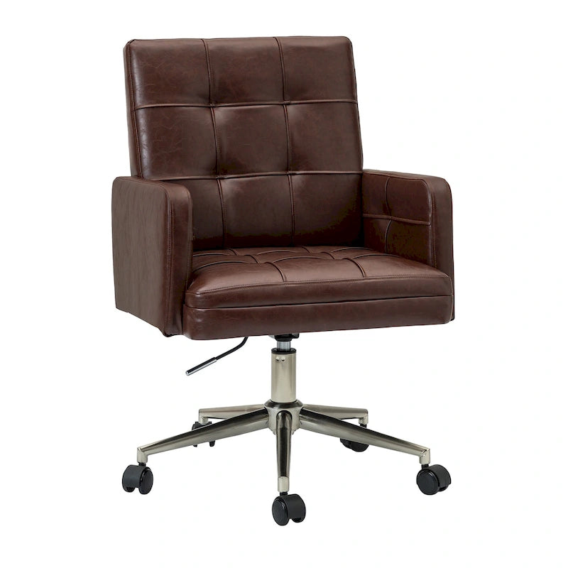 Chaise de bureau moderne Lorenz en cuir végan réglable en hauteur avec 5 roulettes par HULALA HOME