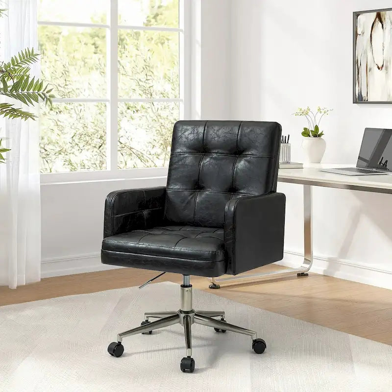 Chaise de bureau moderne Lorenz en cuir végan réglable en hauteur avec 5 roulettes par HULALA HOME