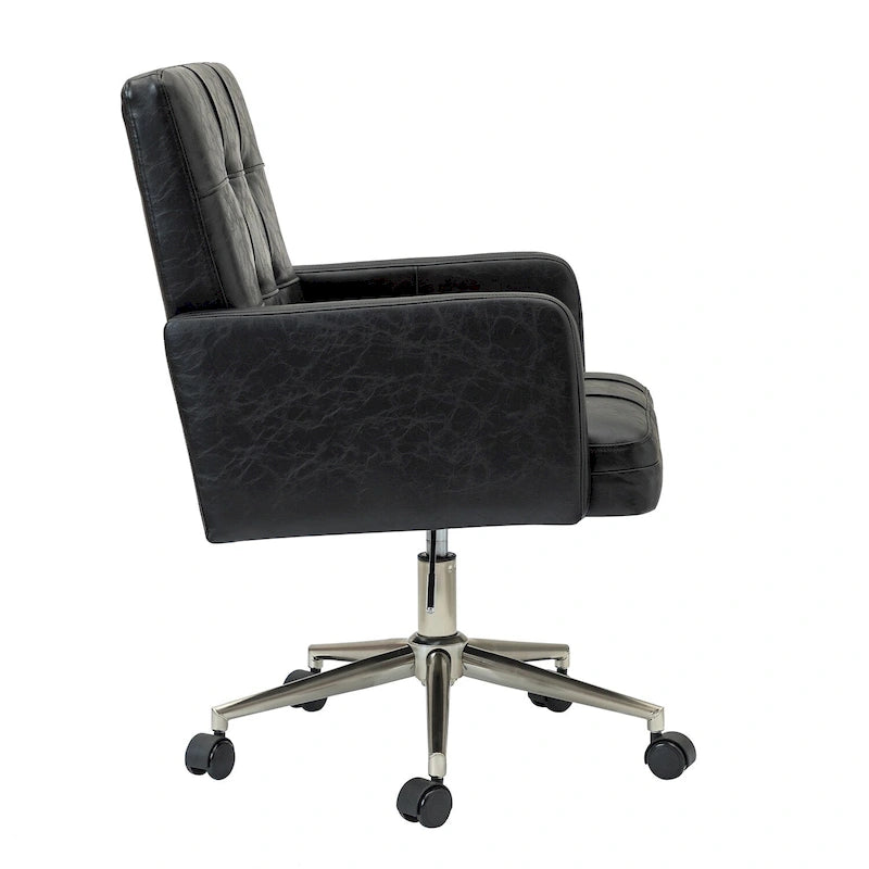 Chaise de bureau moderne Lorenz en cuir végan réglable en hauteur avec 5 roulettes par HULALA HOME