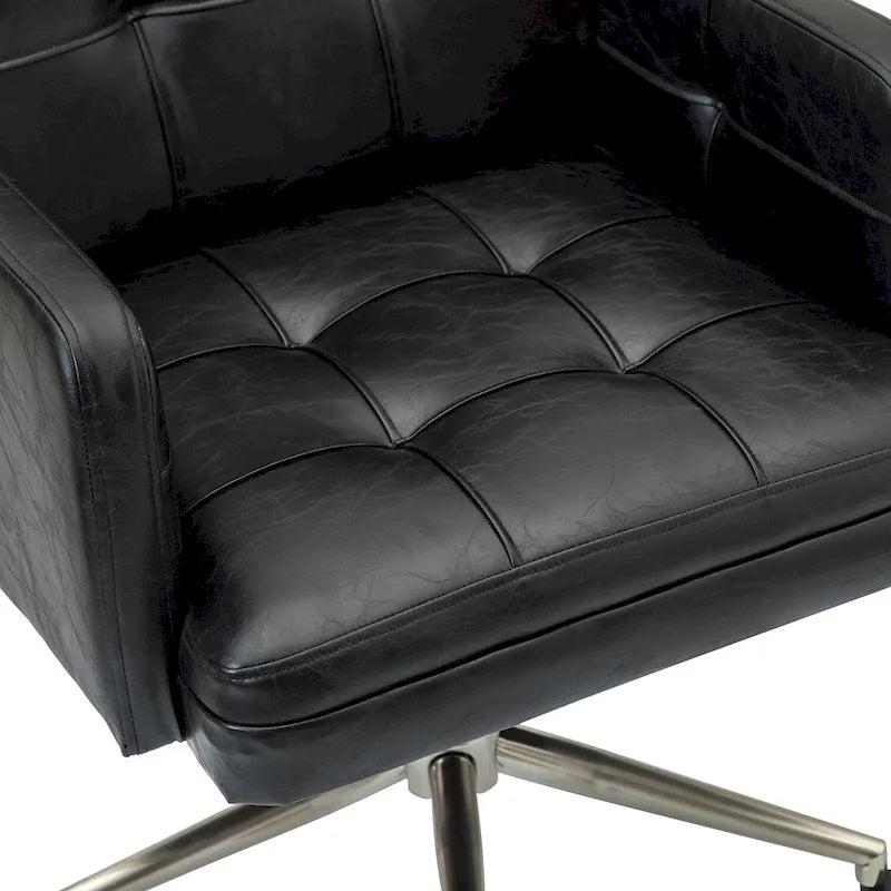 Chaise de bureau moderne Lorenz en cuir végan réglable en hauteur avec 5 roulettes par HULALA HOME