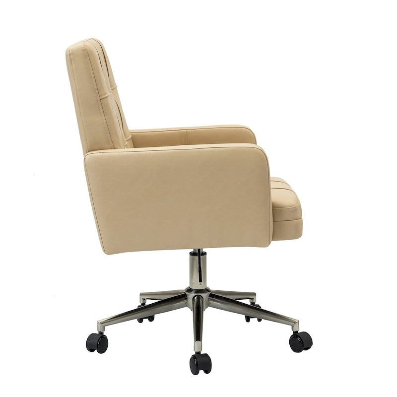 Chaise de bureau moderne Lorenz en cuir végan réglable en hauteur avec 5 roulettes par HULALA HOME