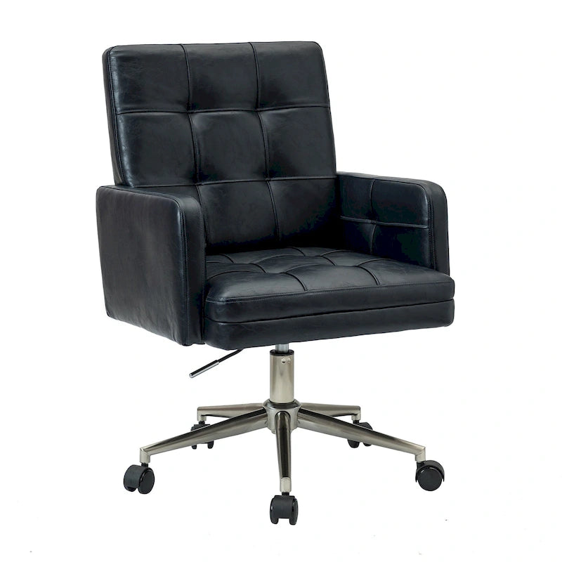 Chaise de bureau moderne Lorenz en cuir végan réglable en hauteur avec 5 roulettes par HULALA HOME