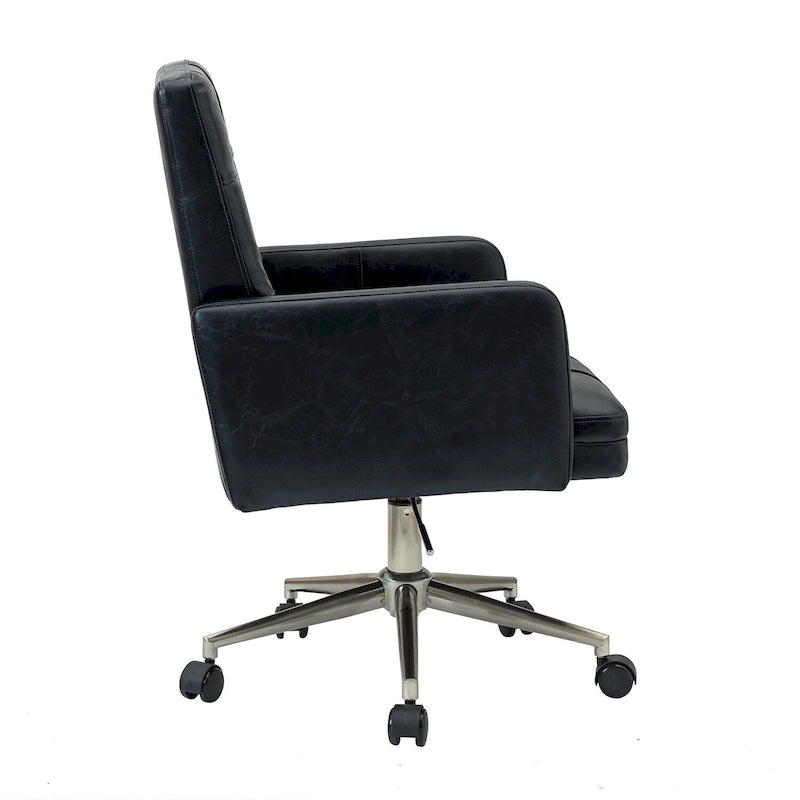 Chaise de bureau moderne Lorenz en cuir végan réglable en hauteur avec 5 roulettes par HULALA HOME
