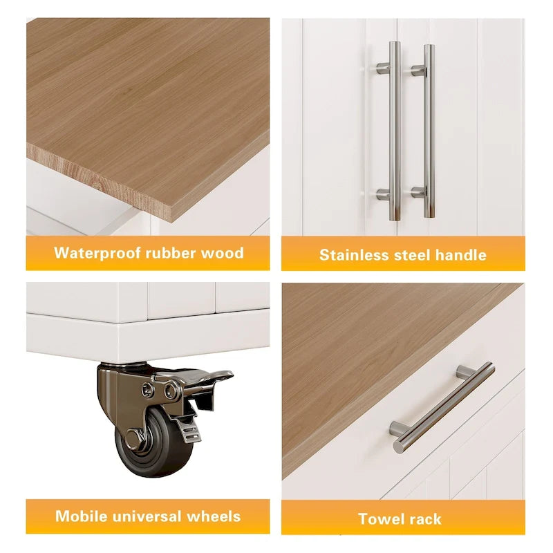 Îlot de cuisine mobile avec armoire de rangement